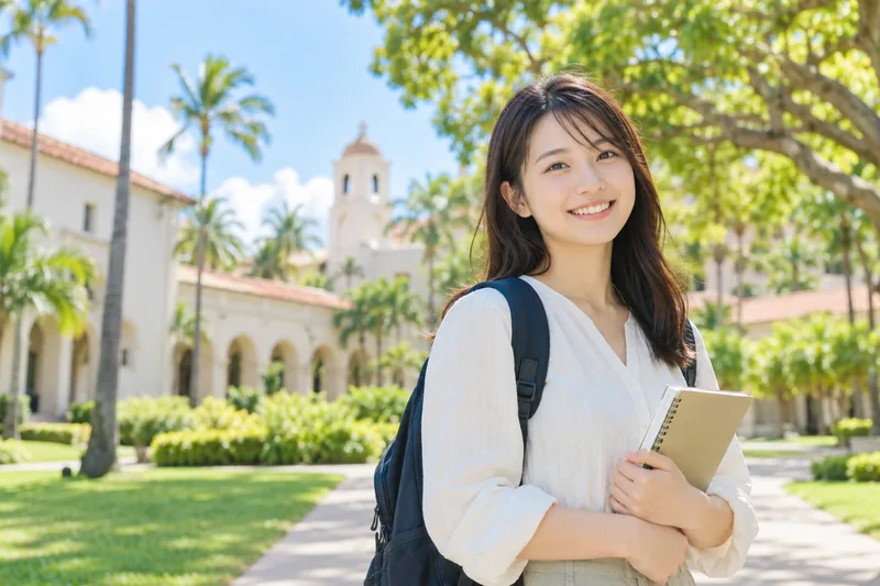 キャンパスで学ぶ大学生の留学イメージ