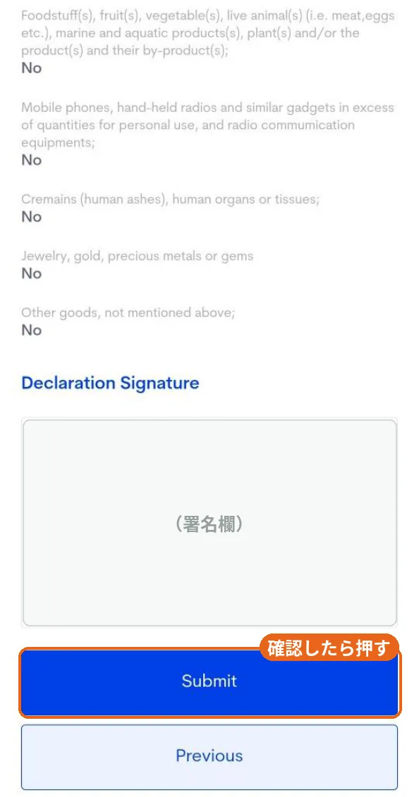 送信前の確認画面2